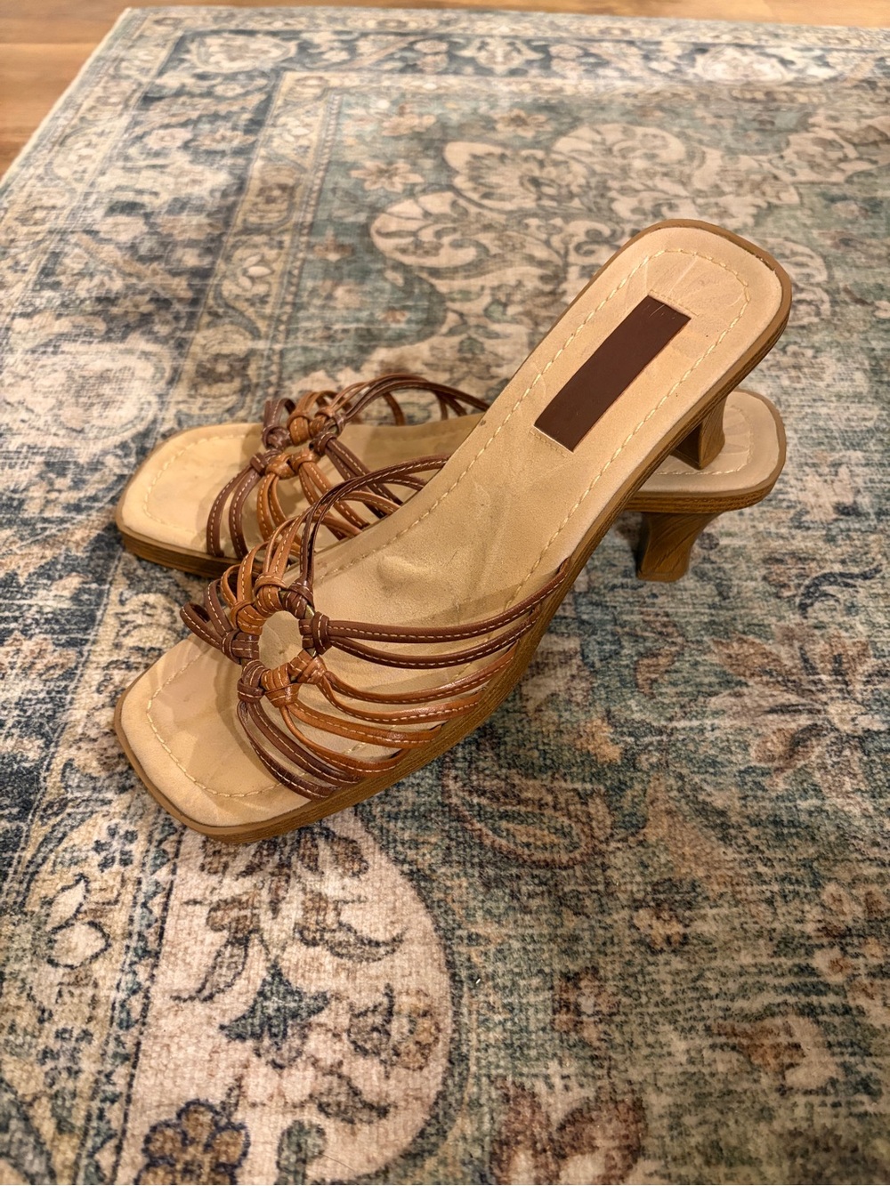 Brown Strappy Kitten Heels - Women